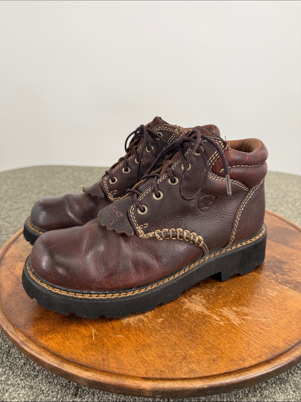 Ariat Boots Wm 7 B Canyon Brown Leather Lace-Up Work Kiltie Ankle Western 17728